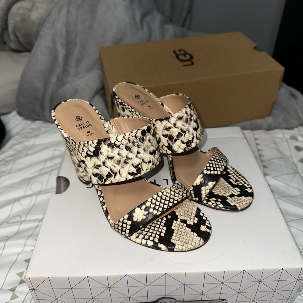 Snake Print Sandals Heels
